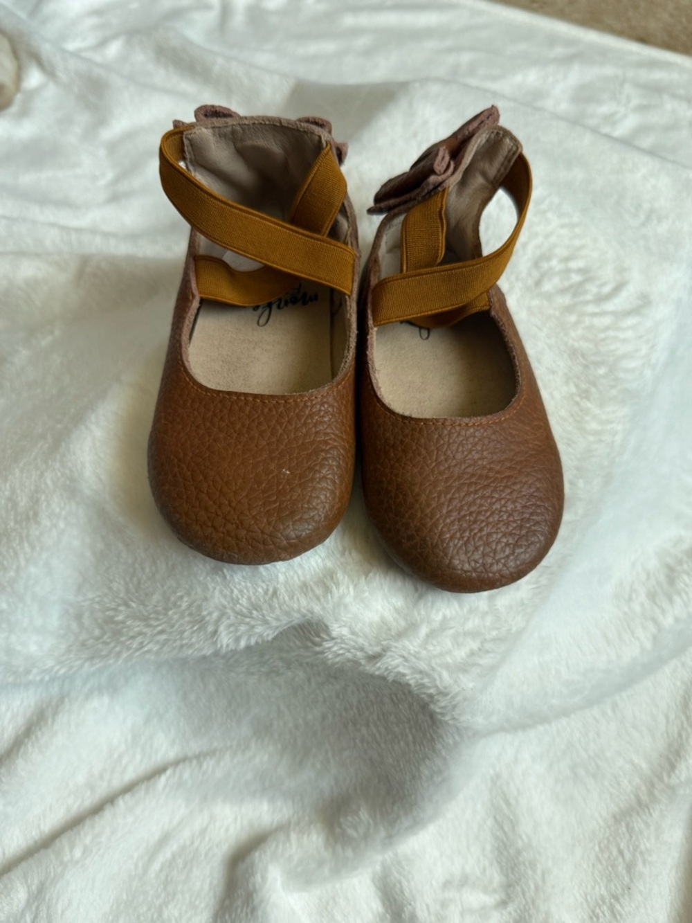 Monkey Feet Brown Mary Jane Shoes with Mustard Straps